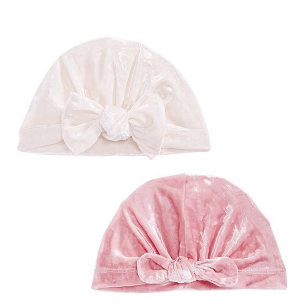 First impressions velvet turbans. Pink and white